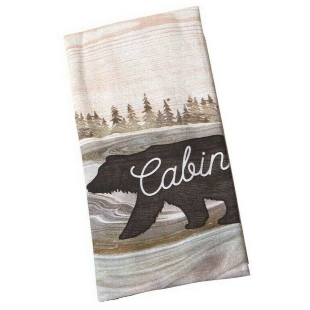 Bear Kitchen Dish Towels Absorbent 100% Cotton Cabin Lodge Rustic Set Of 2